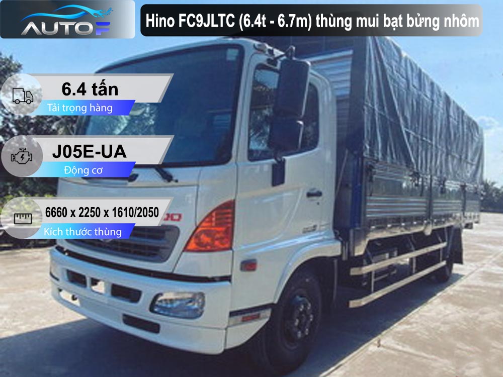 Xe tải Hino FC9JLTC (6.4t - 6.7m) thùng mui bạt bửng nhôm